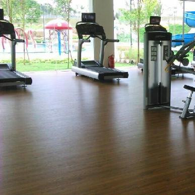 地多寶地板，正接受健身房接受“鍛煉”